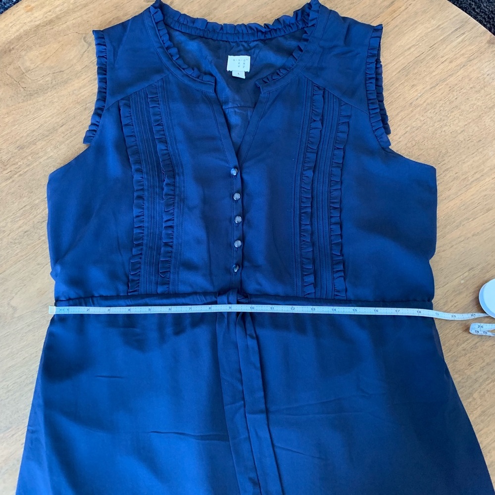 A New Day Navy Blue Pleated Dress size L - Picture 4 of 4